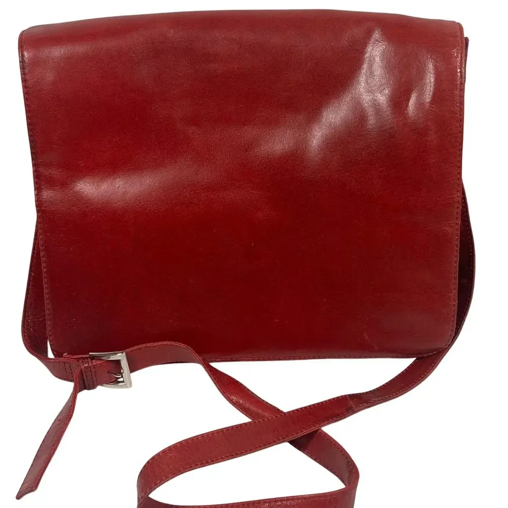 Pelle Studio Wilsons Leather Dark Red Leather Crossbody Travel Office IPad Bag